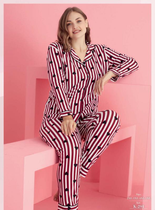 Pamuklu Likralı Büyük Beden DÜĞMELİ Battal Pijama Takım