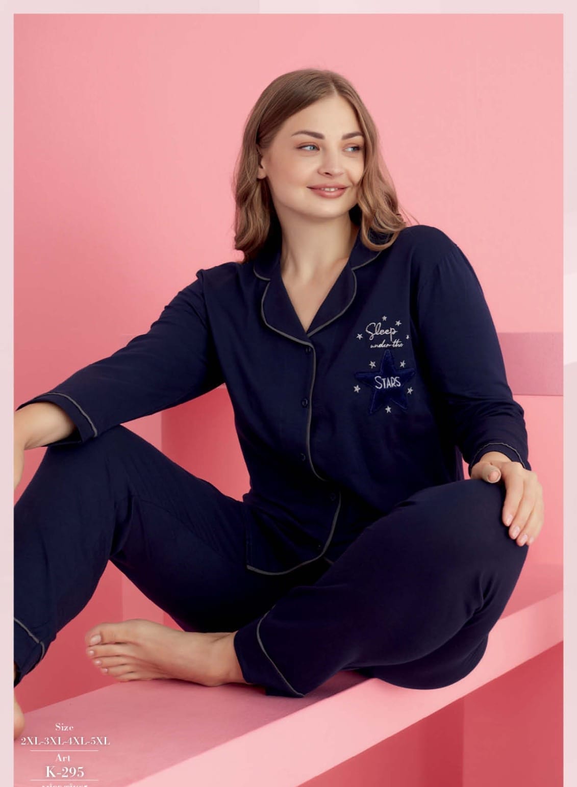 Pamuklu Likralı Büyük Beden DÜĞMELİ Battal Pijama Takım