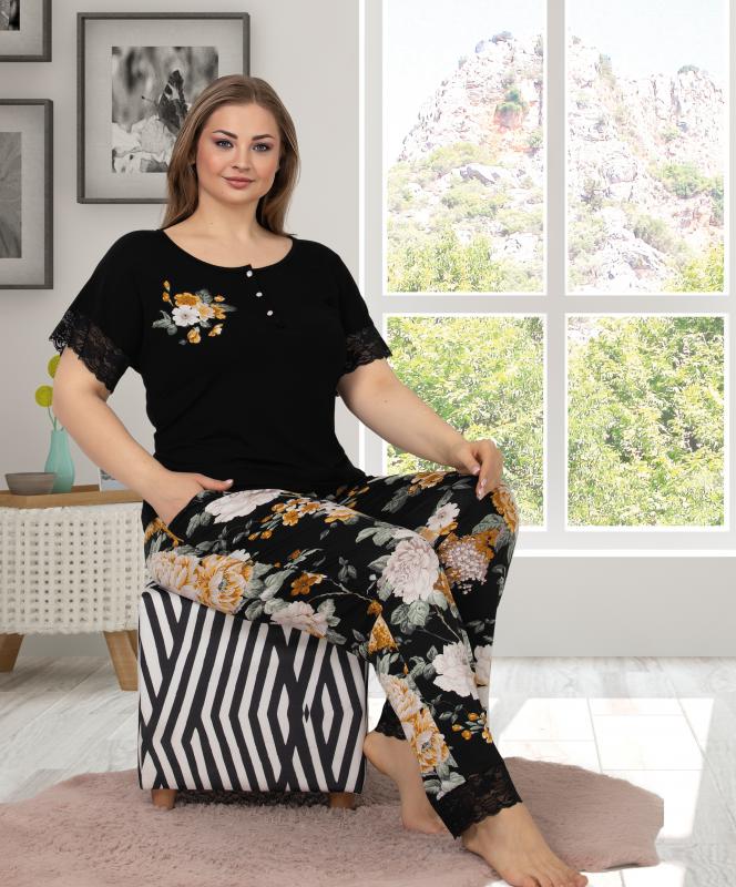 Pamuklu Likralı Büyük Beden Battal Pijama Takım