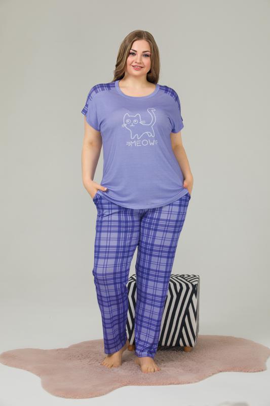 Pamuklu Likralı Büyük Beden Battal Pijama Takım