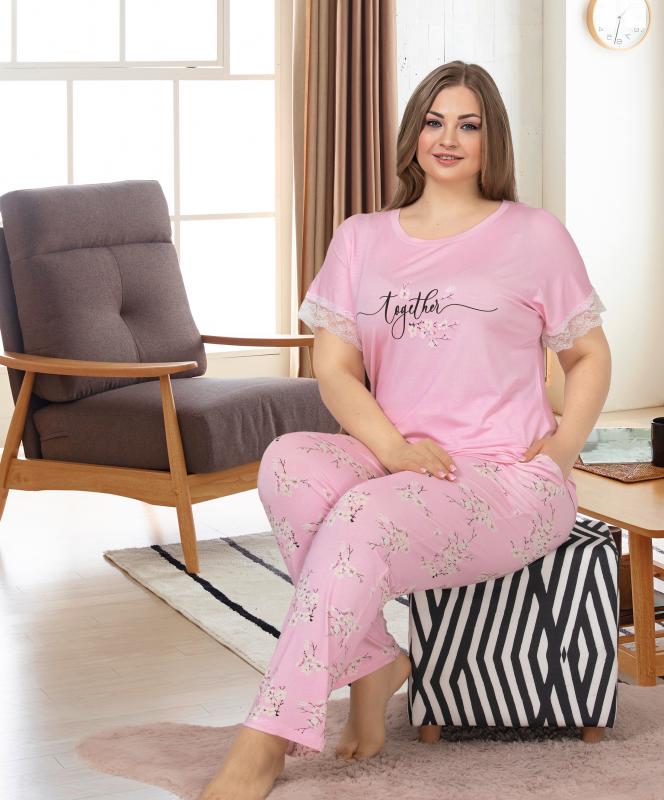 Pamuklu Likralı Büyük Beden Battal Pijama Takım