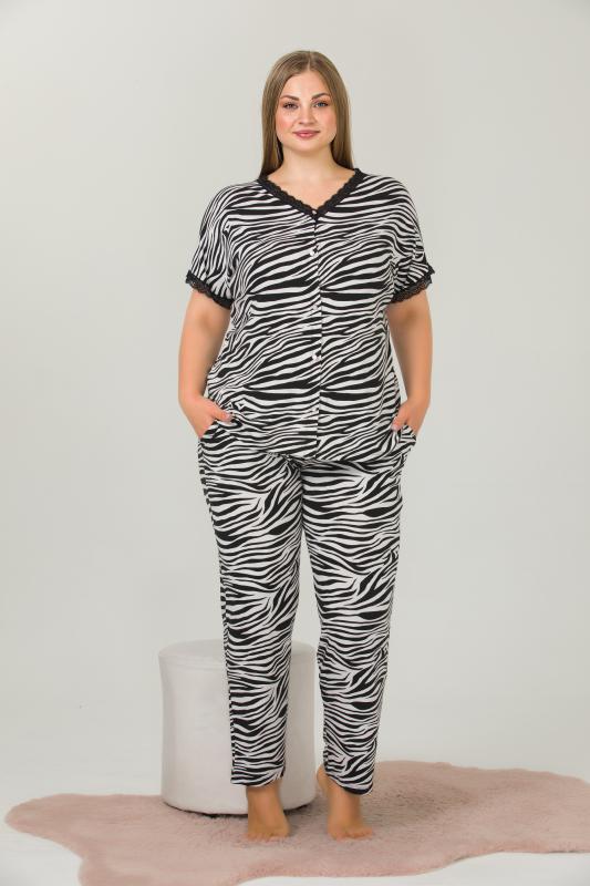 Pamuklu Likralı Büyük Beden Battal Pijama Takım