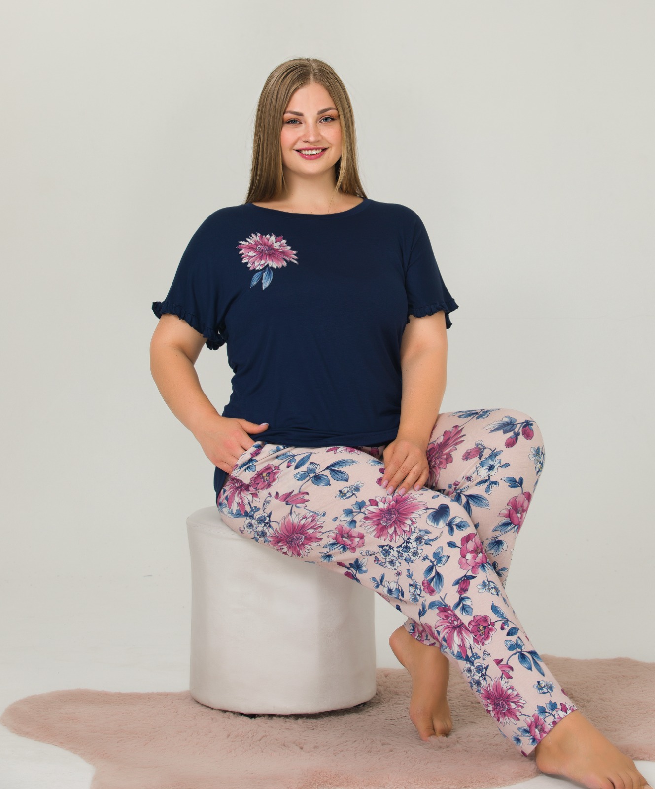 Pamuklu Likralı Büyük Beden Battal Pijama Takım