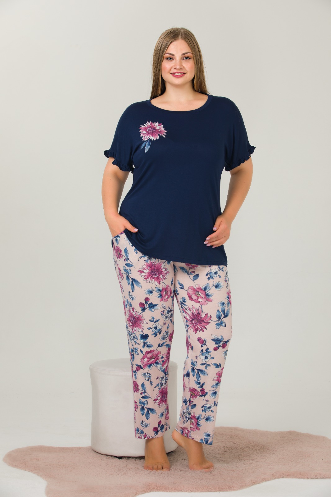 Pamuklu Likralı Büyük Beden Battal Pijama Takım