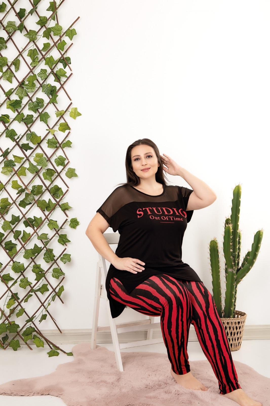 Pamuklu Likralı Büyük Beden Battal Pijama Takım