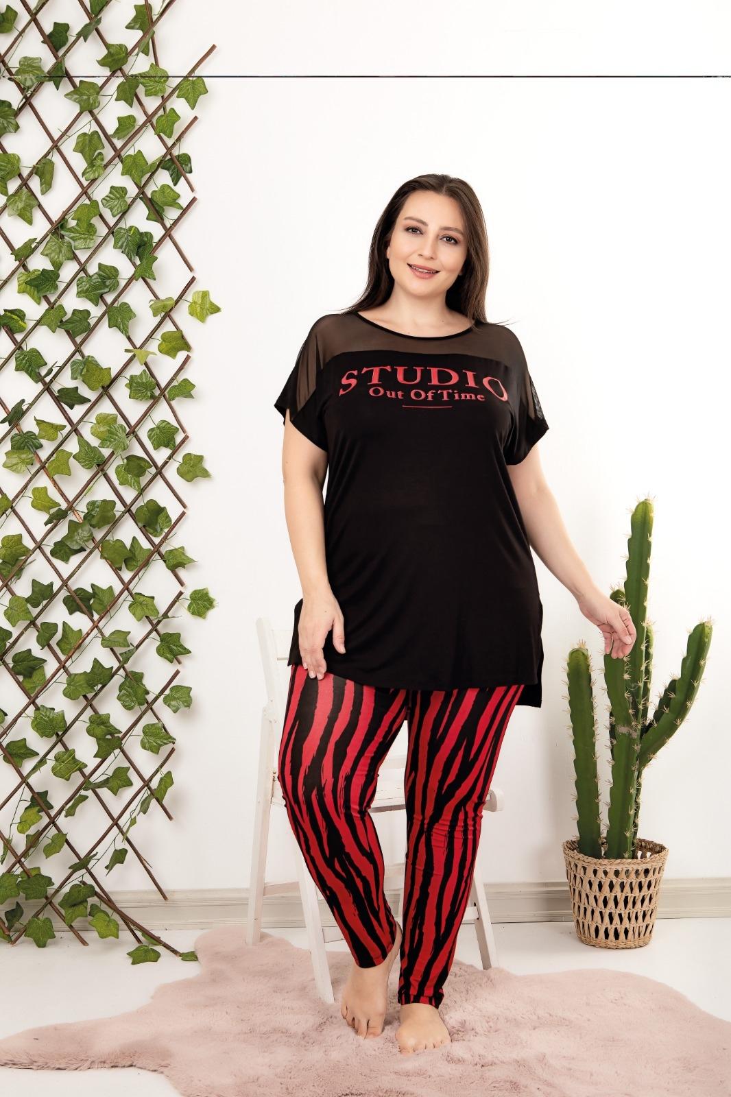 Pamuklu Likralı Büyük Beden Battal Pijama Takım
