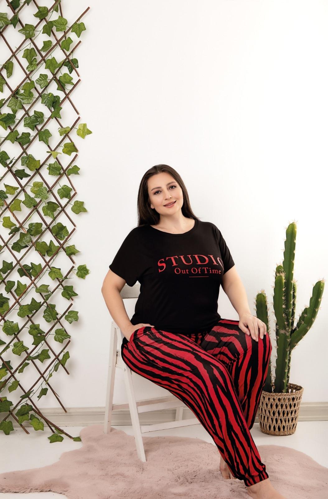 Pamuklu Likralı Büyük Beden Battal Pijama Takım