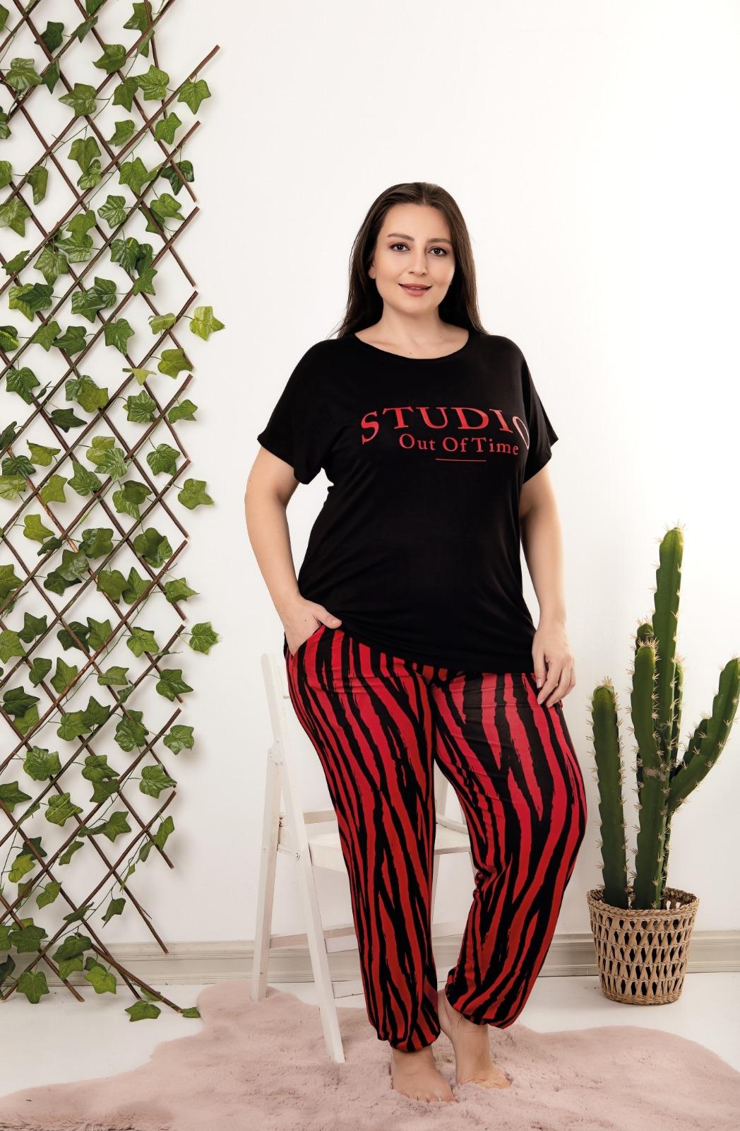 Pamuklu Likralı Büyük Beden Battal Pijama Takım