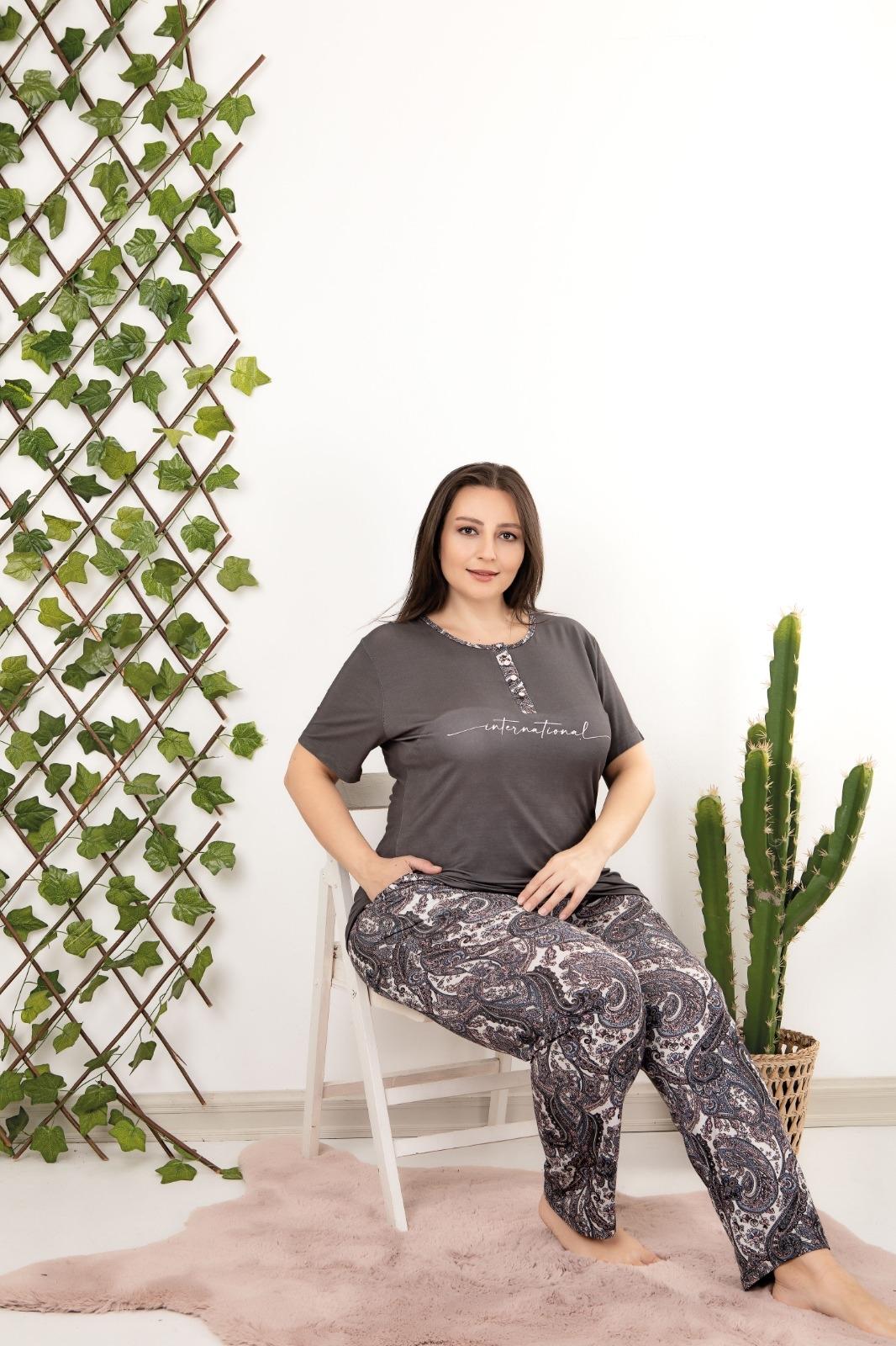 Pamuklu Likralı Büyük Beden Battal Pijama Takım