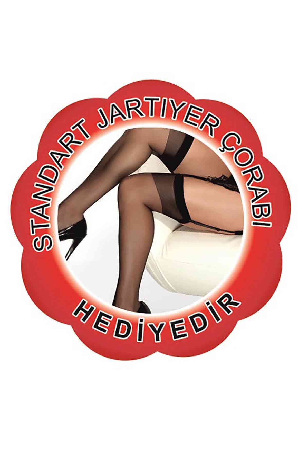 Merry See Beyaz Seksi Jartiyer Takım+ ÇORAP HEDİYELİ