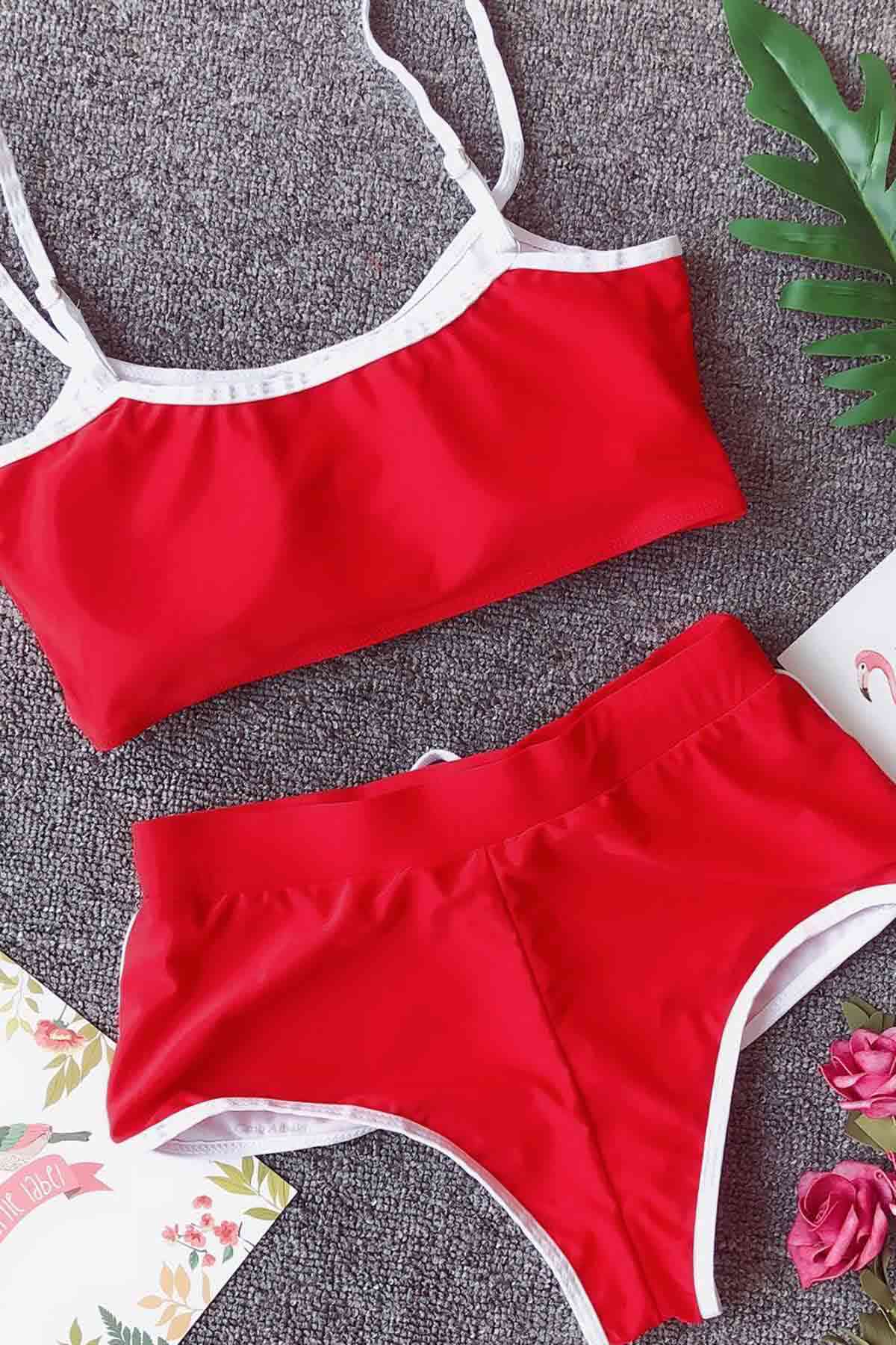 Merry See Şortlu Büstiyer Takım Kırmızı