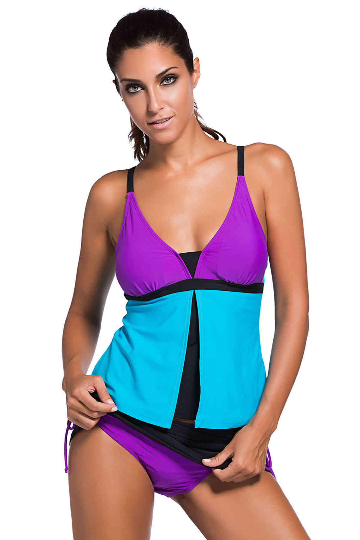 Angelsin%20Renkli%20Tankini%20Etekli%20Bikini%20Takım