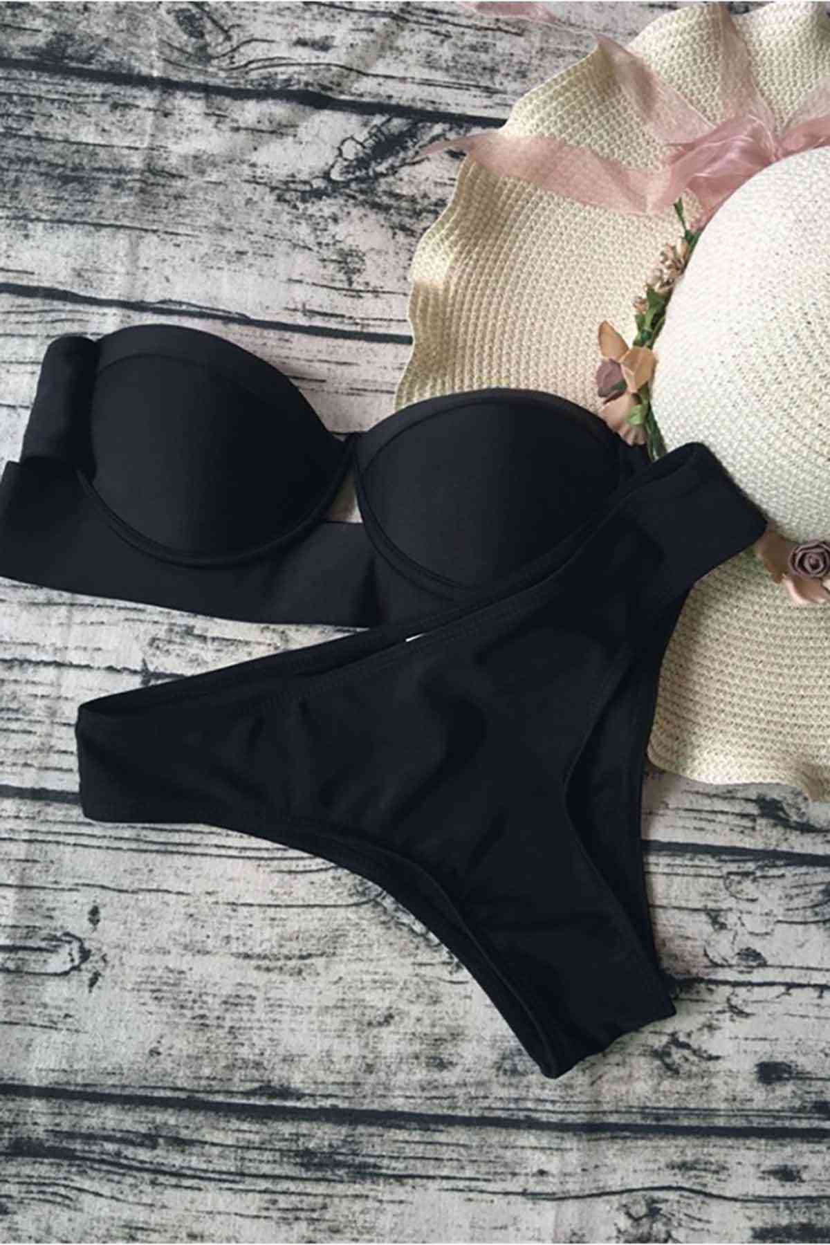 Angelsin%20Siyah%20Straplez%20Bikini%20Takım