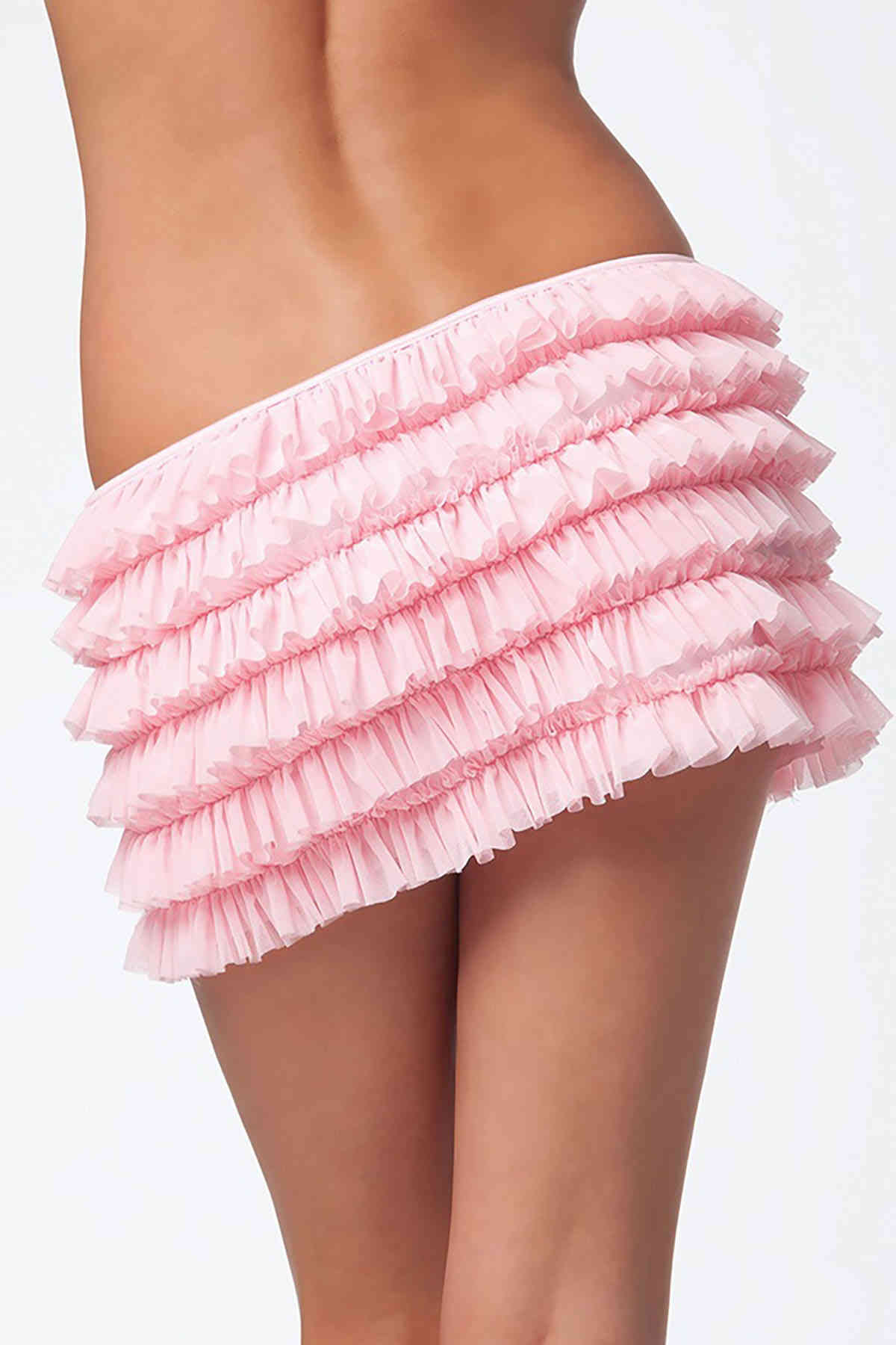 Merry See Pembe Fırfırlı Mini Etek