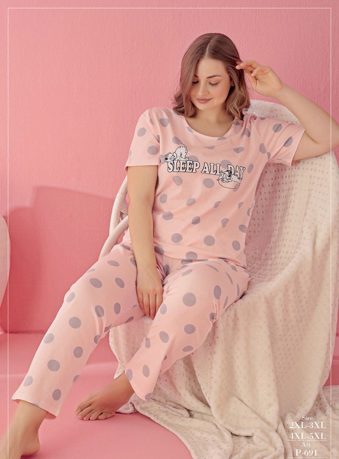 Pamuklu Likralı Büyük Beden Battal Pijama Takım