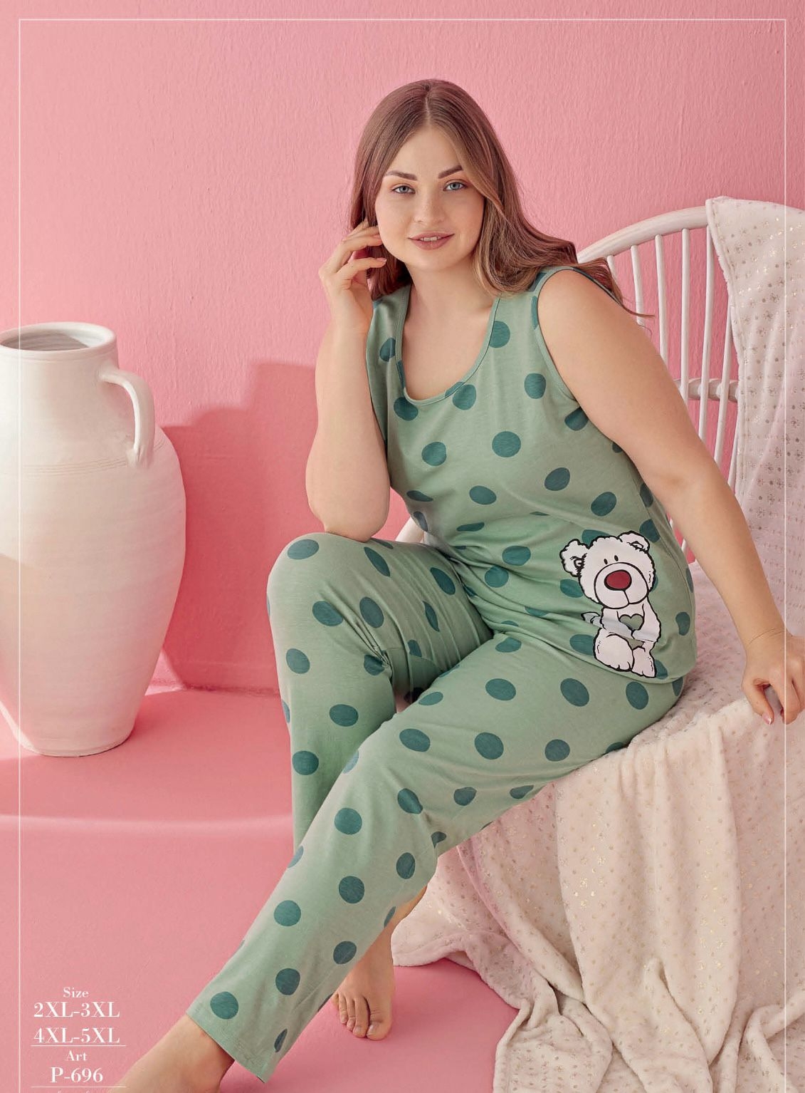 Pamuklu Likralı Büyük Beden Battal Pijama Takım