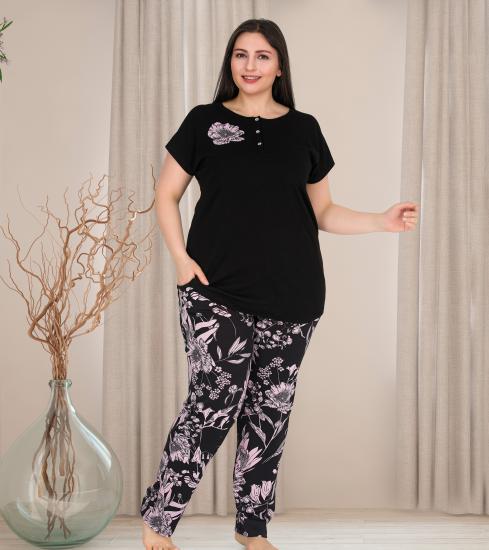 Pamuklu Likralı Büyük Beden Battal Pijama Takım