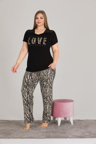 Pamuklu Likralı Büyük Beden Battal Pijama Takım