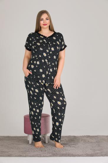 Pamuklu Likralı Büyük Beden Battal Pijama Takım