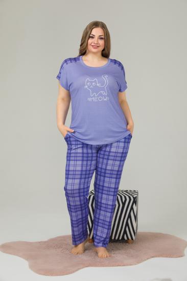 Pamuklu Likralı Büyük Beden Battal Pijama Takım