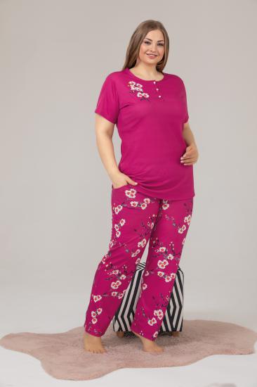 Pamuklu Likralı Büyük Beden Battal Pijama Takım