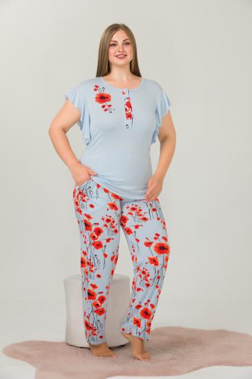 Pamuklu Likralı Büyük Beden Battal Pijama Takım