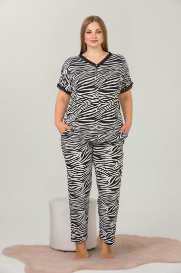 Pamuklu Likralı Büyük Beden Battal Pijama Takım