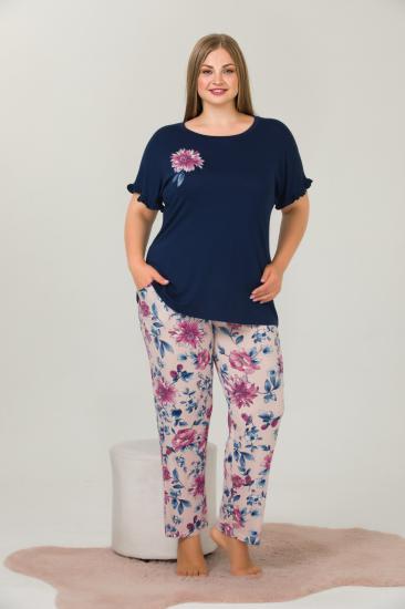 Pamuklu Likralı Büyük Beden Battal Pijama Takım