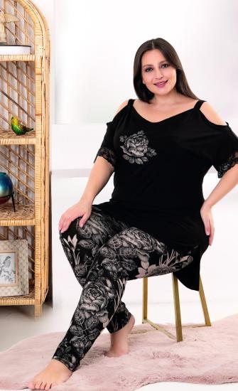 Pamuklu Likralı Büyük Beden Battal Pijama Takım