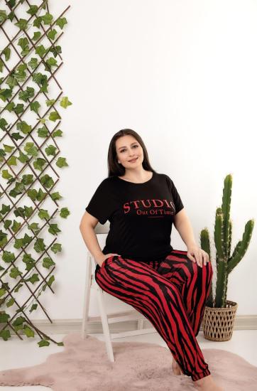 Pamuklu Likralı Büyük Beden Battal Pijama Takım