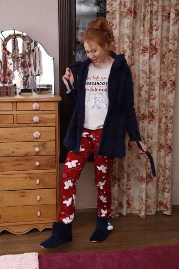Lü Hırkalı Wellsoft-İnterlok Kapişonlu Pijama Takım