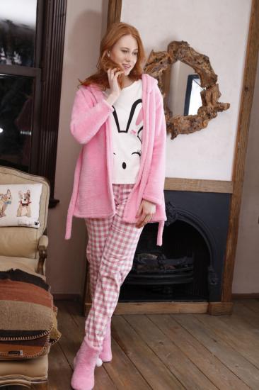 Lü Hırkalı Wellsoft-İnterlok Kapişonlu Pijama Takım