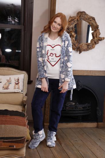 Lü Hırkalı Wellsoft-İnterlok Kapişonlu Pijama Takım