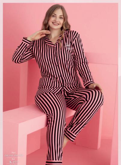 Pamuklu Likralı Büyük Beden  DÜĞMELİ Battal Pijama Takım