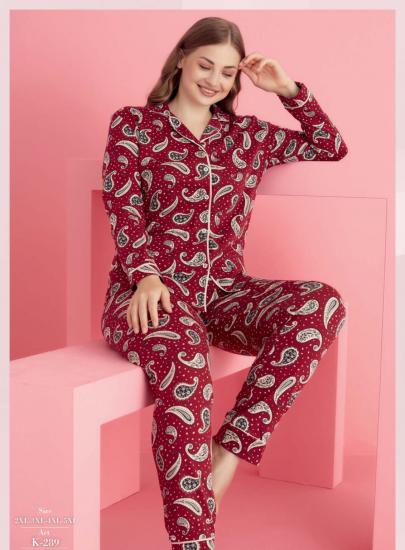 Pamuklu Likralı Büyük Beden DÜĞMELİ Battal Pijama Takım
