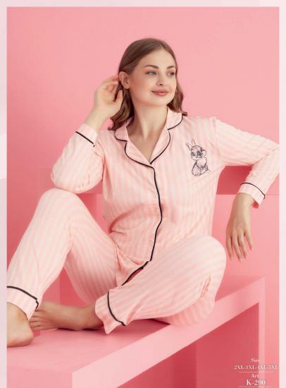 Pamuklu Likralı Büyük Beden DÜĞMELİ Battal Pijama Takım
