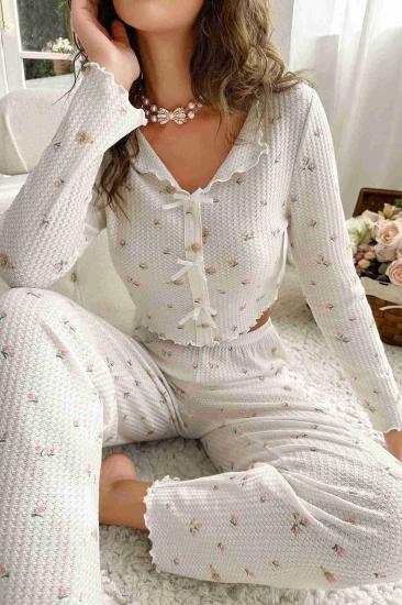 Merry See Özel Örme Kumaş Baskılı Uzun Kollu Pijama Takımı Çok Renkli