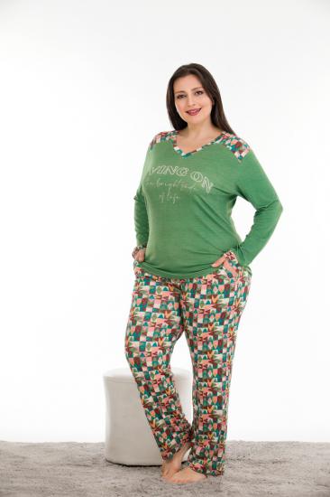 Pamuklu Likralı Büyük Beden Battal Pijama Takım