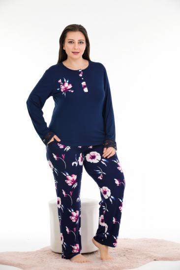 Pamuklu Likralı Büyük Beden Battal Pijama Takım