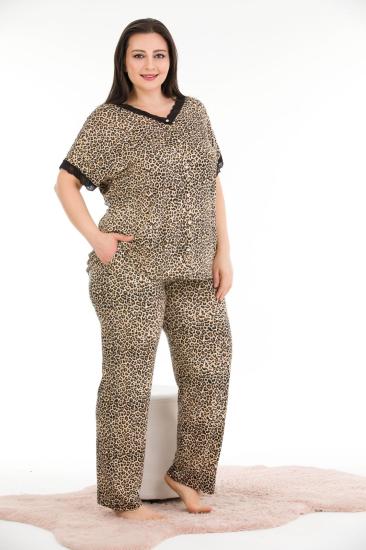 Pamuklu Likralı Büyük Beden Battal Pijama Takım
