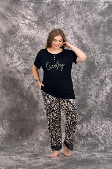 Pamuklu Likralı Büyük Beden Battal Pijama Takım