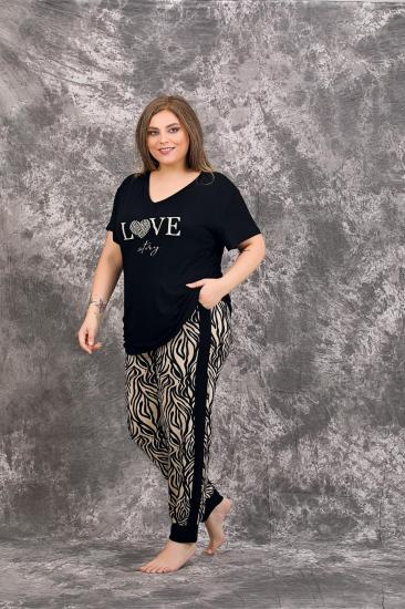 Pamuklu Likralı Büyük Beden Battal Pijama Takım