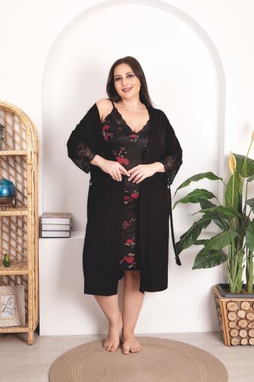 Büyük Beden 2’Lİ Pamuk Likralı Sabahlık Set
