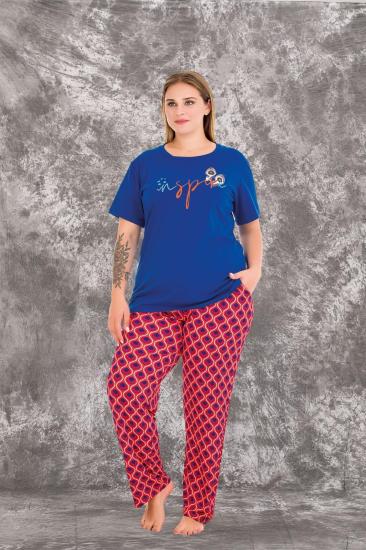 Pamuklu Likralı Büyük Beden Battal Pijama Takım