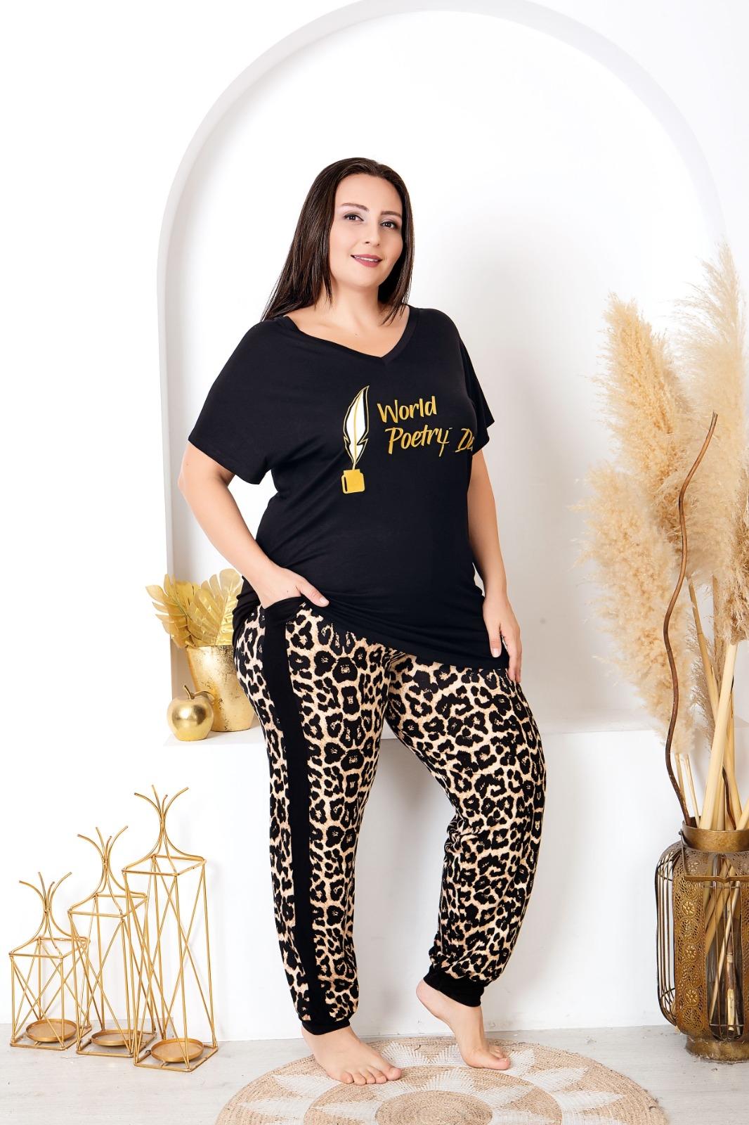Pamuklu Likralı Büyük Beden Battal Pijama Takım