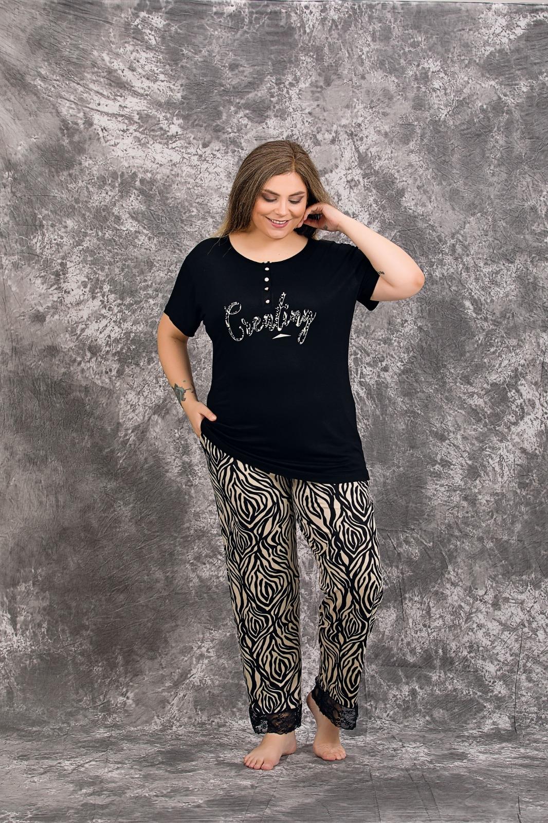 Pamuklu Likralı Büyük Beden Battal Pijama Takım