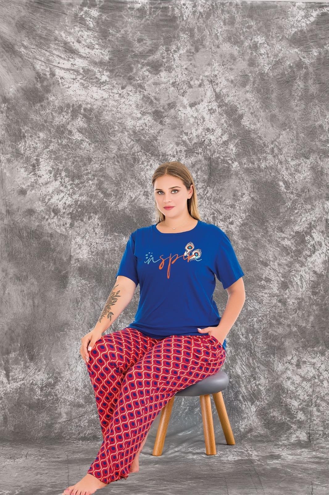 Pamuklu Likralı Büyük Beden Battal Pijama Takım